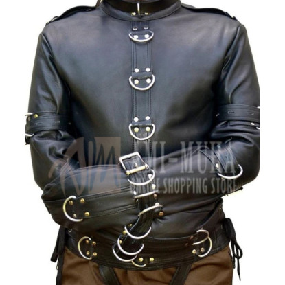 Genuine Leather Straitjacket for Bondage Play – Adjustable Restraints | ami-muha